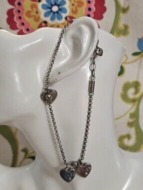 Brighton Silver-Tone Double Heart Anklet